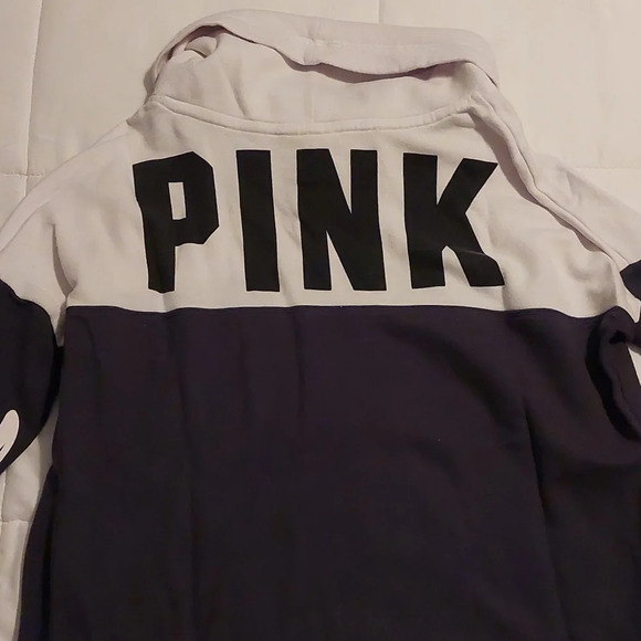 Victoria's secret pink cowl neck arm spellout Forest green/white sweater M - Picture 3 of 14